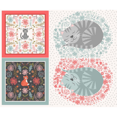 Purrfect Petals | Cat Cushions Panel | Lewis And Irene