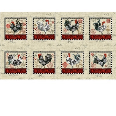 Le Poulet | Rooster Blocks - Cream | Studio e Fabrics