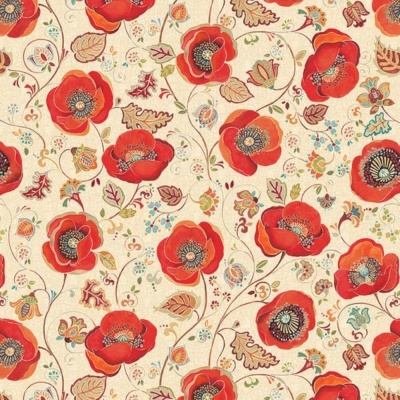 Medium Poppies - Ivory :: Avignon | Blank Quilting