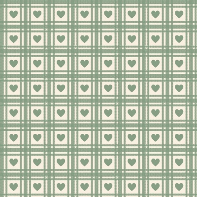 CORAÇÕES QUADRICULADOS :: VERDE CHÁ |BASICS COUNTRY | FABRICART