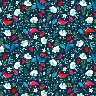 Fat Quarter | Winter Games | Moss December - Nightblue | Free Spirit