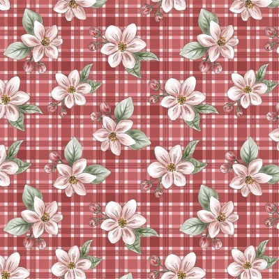 RED APPLE BLOSSOM :: RED BLOSSOM | DIGITAL | FABRICART