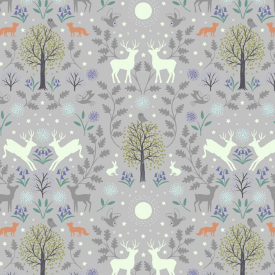 Mirrored Woodland - Grey *Glow In The Dark* | Lewis And Irene