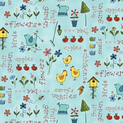 Backyard Happenings | Words - Light Blue | Henry Glass