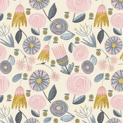 FLORAL GARDEN :: KITTY GARDEN | FABRICART