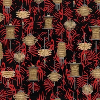 LANTERNS :: BLACK | NARUMI :: DIGITAL PRINT | BLANK QUILTING