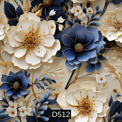 3D - Glamour | Marinho - Fundo Bege | Fabricart