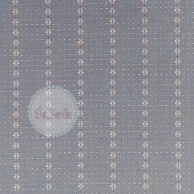 Tramado Japonês | Flores Bordadas | Cinza