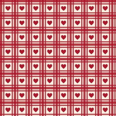 CORAÇÕES QUADRICULADOS :: VERMELHO ANTIGO | BASICS COUNTRY | FABRICART