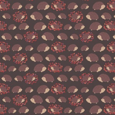 HEDGEHOG FAMILY ON DARKEST BROWN :: UNDER THE OAK TREE | L&I