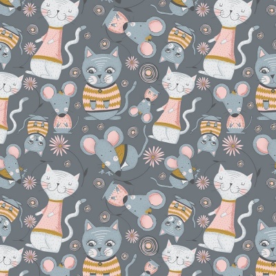 KITTY GARDEN :: CINZA | FABRICART