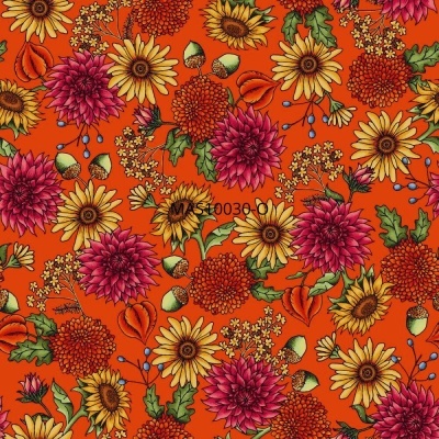 Fat Quarter | Sweater Weather | Flowers - Orange | Maywood Studio