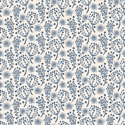 FLORES AZUIS COM FUNDO CREME | CONTEMPORÂNEA | FABRICART