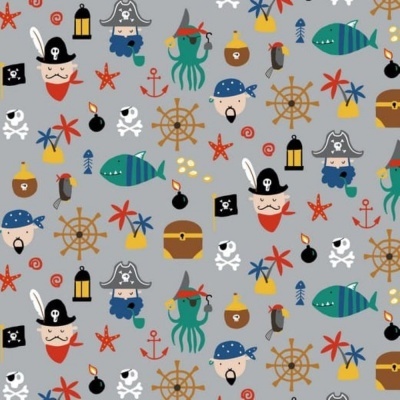 Pirates | Grey | Poppy Fabrics