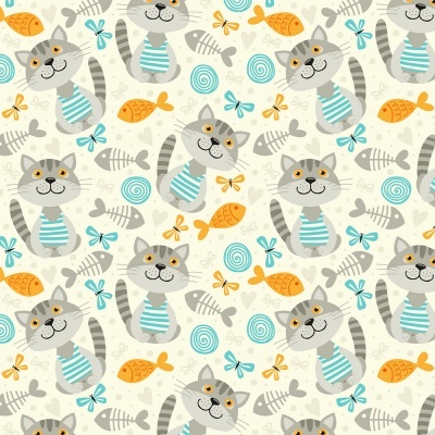 Cats and Fishes :: Cat Lovers | Fabricart