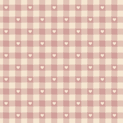 Mini Corações No Xadrez :: Rosé | Basics Country | Fabricart