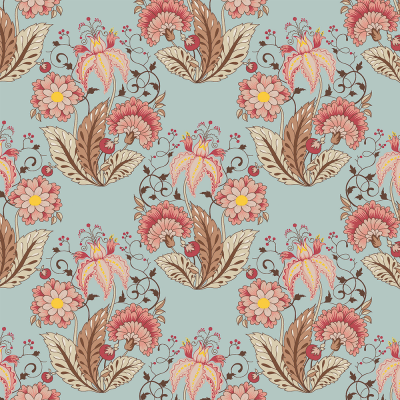 Floral Jacobean :: Acqua | Fabricart