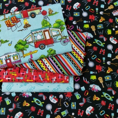 Tossed Campsite Icons | Roamin' Holiday | Studio e Fabrics