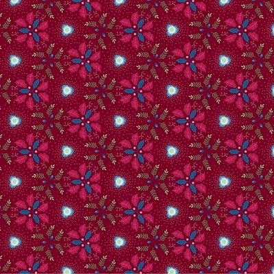 Fat Quarter | Winter Games | Christmas Rose - Burgundy | Free Spirit