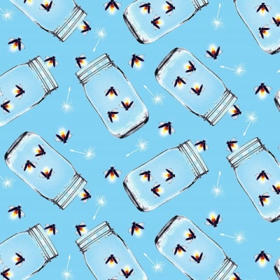 Let Your Light Shine | Fireflies in Jars - Light Blue | Blank Quilting
