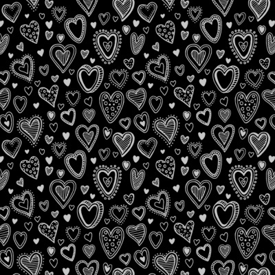 Multi Corações | Preto | Basics & Colors | Fabricart