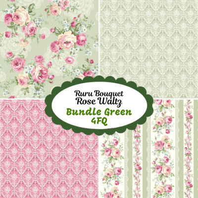Bundle 4 FQ - Green | Ruru Bouquet - Rose Waltz | Quilt Gate