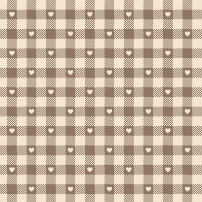 MINI CORAÇÕES NO XADREZ :: CASTANHO | BASICS COUNTRY | FABRICART