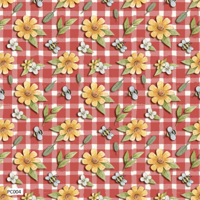 Mini Floral no Xadrez - Vermelho | Picnic | Fuxicos e Fricotes