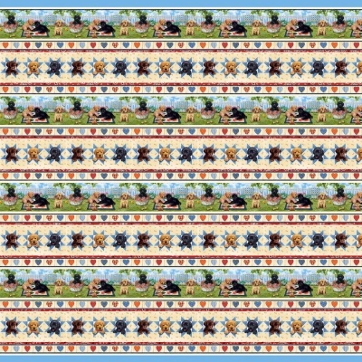 Border Stripe | Cream :: Pups in the Garden | Henry Glass