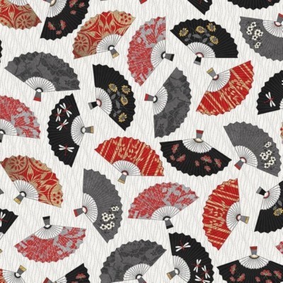 FANS :: WHITE | NARUMI :: DIGITAL PRINT | BLANK QUILTING