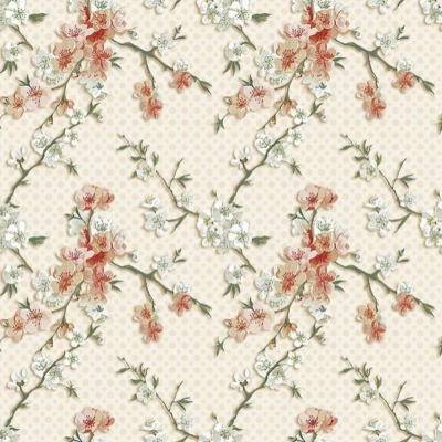 Cerejeiras - Fundo Bege | Fuxicos e Fricotes