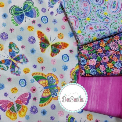 Butterfly Floral | Light Grey :: Wonderland | Blank Quilting