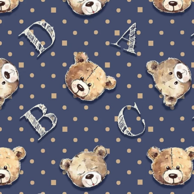 Rostos Fundo Azul - Teddy Bear | Fuxicos e Fricotes
