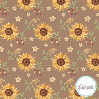 Mini Girassóis :: Castanho | Girassóis | Fabricart
