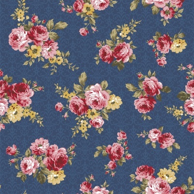 Exuberance | Floral Arabesque :: Azul Noite | Fabricart