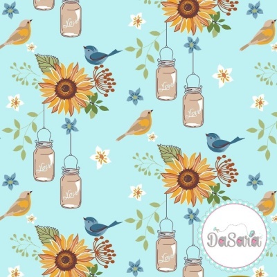 Girassóis com Passarinhos :: Crystal | Girassóis | Fabricart