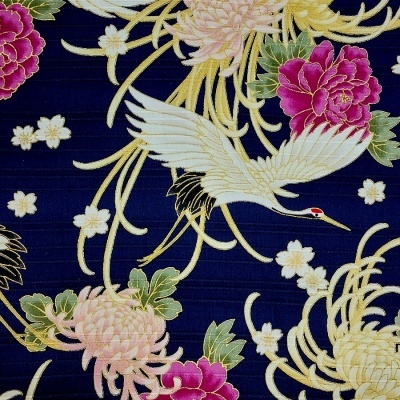 Pássaros e Flores - Metalizado | Azul | Quilt Gate