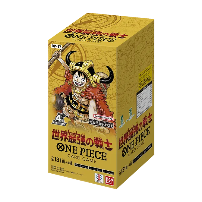 Embalagem do jogo de cartas One Piece com personagem anime e texto em japonês