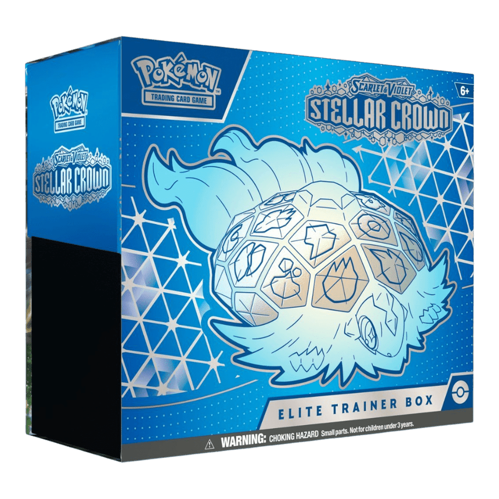 Caixa azul do Pokémon Trading Card Game Scarlet Violet Stellar Crown Elite Trainer Box