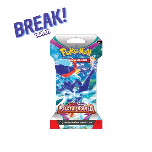 Pacote de cartas Pokémon TCG paldea evolved com imagem de personagem azul e branco