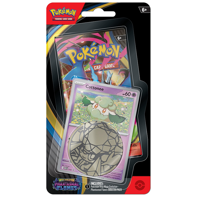 Pack de cartas Pokémon com cartão Cotonee e moeda metálica