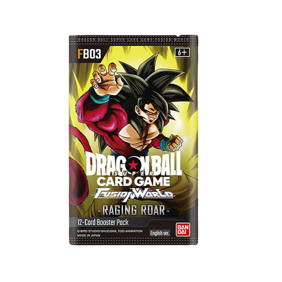 Pack de cartas Dragon Ball Super Card Game com personagem anime em fundo amarelo.
