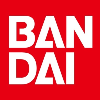 Logótipo BANDAI branco sobre fundo vermelho