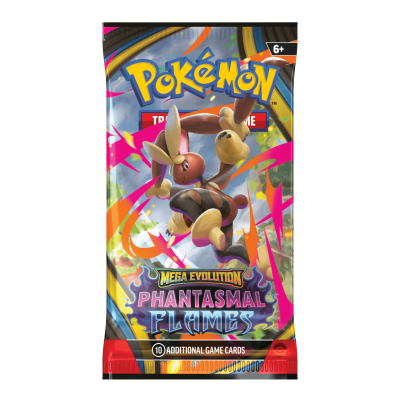 Pack de cartas Pokémon Mega Evolution Phantasmal Flames com personagem em destaque