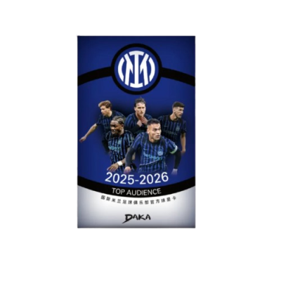 Caixa azul do Inter de Milão com jogadores e textos 2025-2026 TOP AUDIENCE
