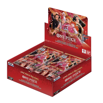 Caixa com packs do jogo de cartas ONE PIECE Heroïnes Collection