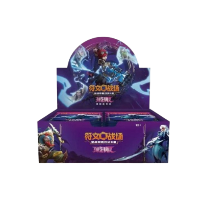 Expositor com cartas de jogo colecionáveis com ilustrações e texto em chinês.