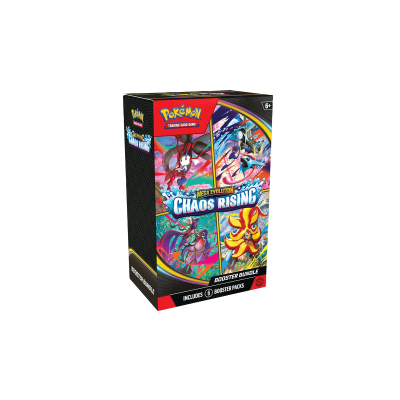 Caixa do jogo Pokémon Trading Card Game Mega Evolution Chaos Rising Booster Bundle colorida