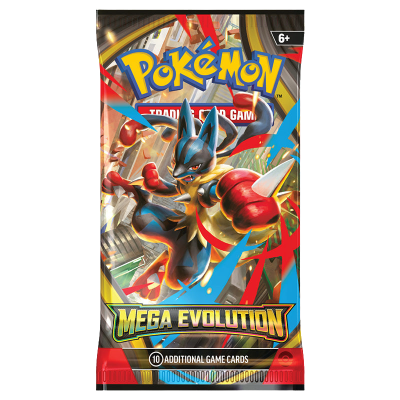 Pacote de cartas Pokémon MEGA EVOLUTION com imagem do Pokémon Lucario