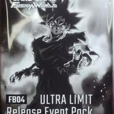 Pacote de cartas Dragon Ball Super Card Game Fusion World com personagem e texto informativo